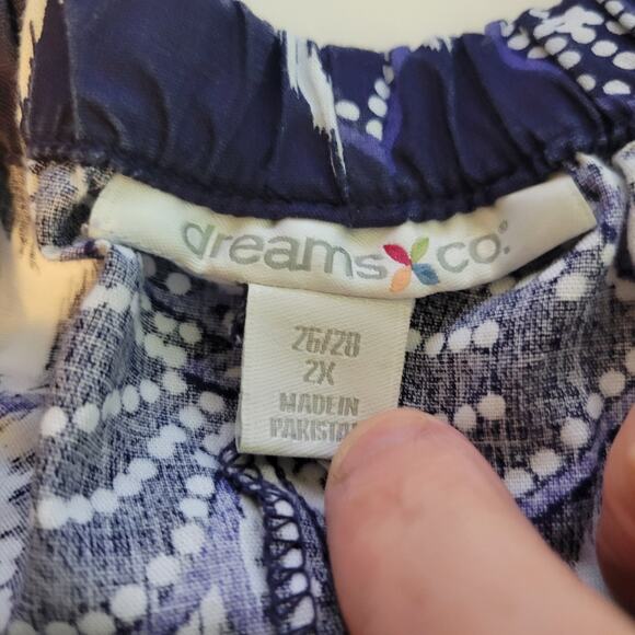 Dreams & Co Blue Floral Hawaiian Sleeveless Nightgown Women's Plus 2X - Picture 10 of 10